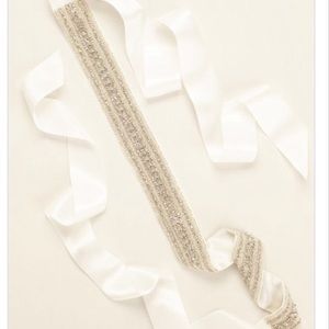 Beaded Ivory Satin Sash